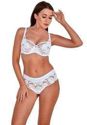 Reggiseno Plus Size con Coppe Morbide intere in Pizzo e Tulle - GAIA 1135 BIANCO