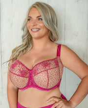 Reggiseno Plus Size Coppe Intere Morbide In Tulle e Pizzo - KRISLINE BLUSH