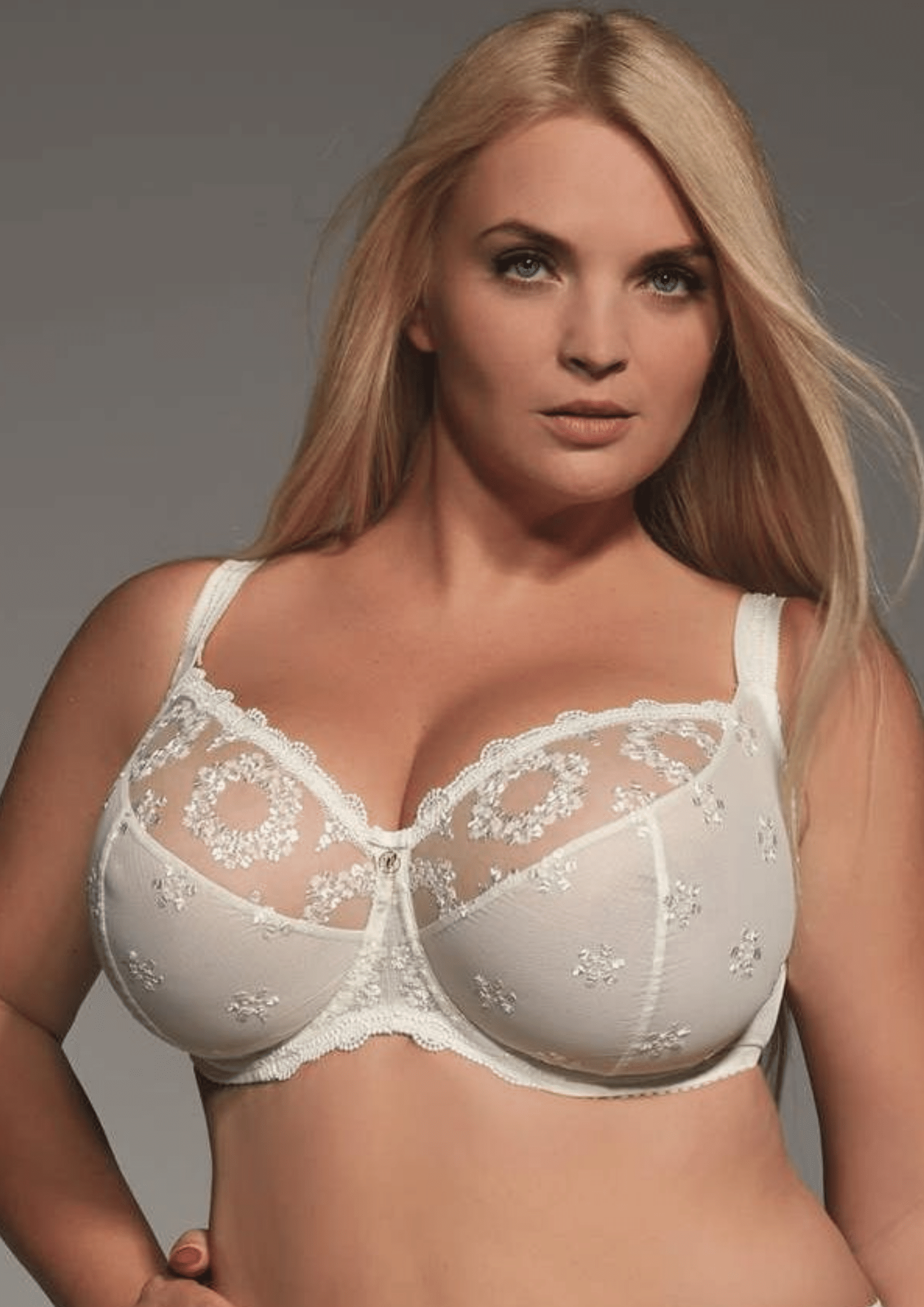 Reggiseno Taglie Forti Con Coppe Morbide e Ferretti Per Seno Abbondante - Krisline Fortuna Crema