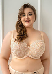 Reggiseno Taglie Forti Con Pizzo Delicato E Ferretti - Krisline BETTY Cappuccino