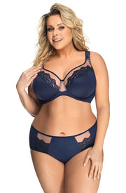 Reggiseno Taglie Forti Morbido con Pizzo - Gorsenia Luisse - Blu