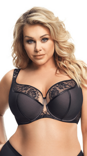 Reggiseno Taglie Forti Semi Morbido Con Ferretto Coppa Rigida - Gorsenia Alicante Nero