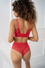 Slip A Vita Alta Brasiliana Con Dettagli in pizzo - KRISLINE KISS - ROSSO