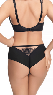 Slip Brasiliana Taglie Forti In Microfibra Con Pizzo - Gorsenia Alicante Nero