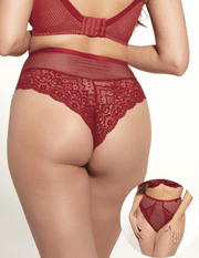 Slip Donna Curvy Vita Alta Taglio Brasiliana Con Pizzo e Tulle - Krisline AMORE