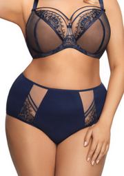 Slip Mutande Taglie Forti Classico In Microfibra con Tulle - Gorsenia Paradise Blu