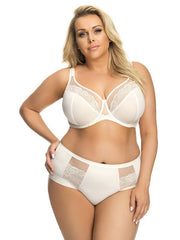 Slip Taglie Forti Classico con Tulle e Pizzo - Gorsenia Luisse - Crema