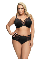 Slip Taglie Forti Classico con Tulle e Pizzo - Gorsenia Luisse - Nero
