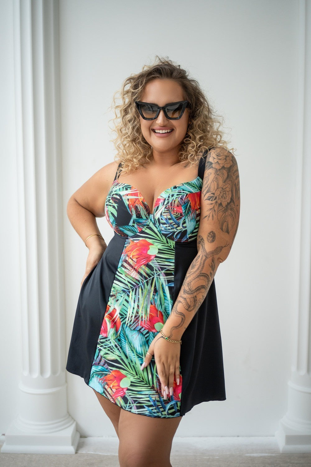 Tankini Donna Plus Size con Coppe Preformate e Ferretti - KRISLINE JUNGLE
