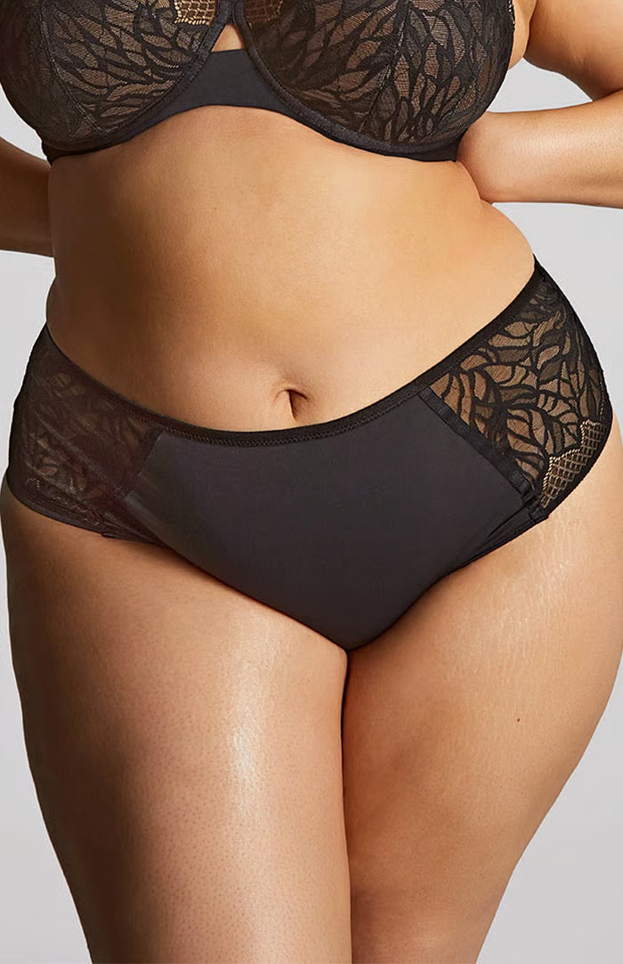 Sculptresse Sophia – Slip a Coprenza Profonda in Pizzo Nero