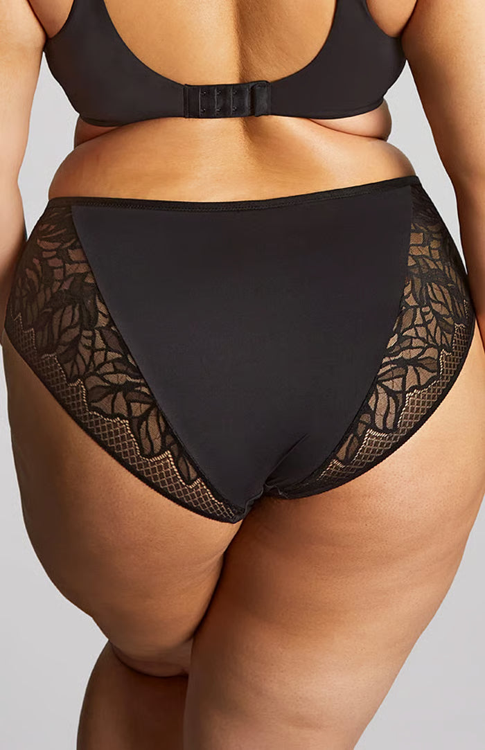 Sculptresse Sophia – Slip a Coprenza Profonda in Pizzo Nero