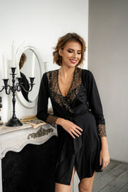 Vestaglia Donna Da Camera Con Pizzo Sulla Scollatura - Krisline SI